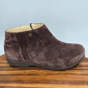 Spenco Manor Boots Womens 8 B Brown Suede Leather Zip Up Orthotic Ankle Booties